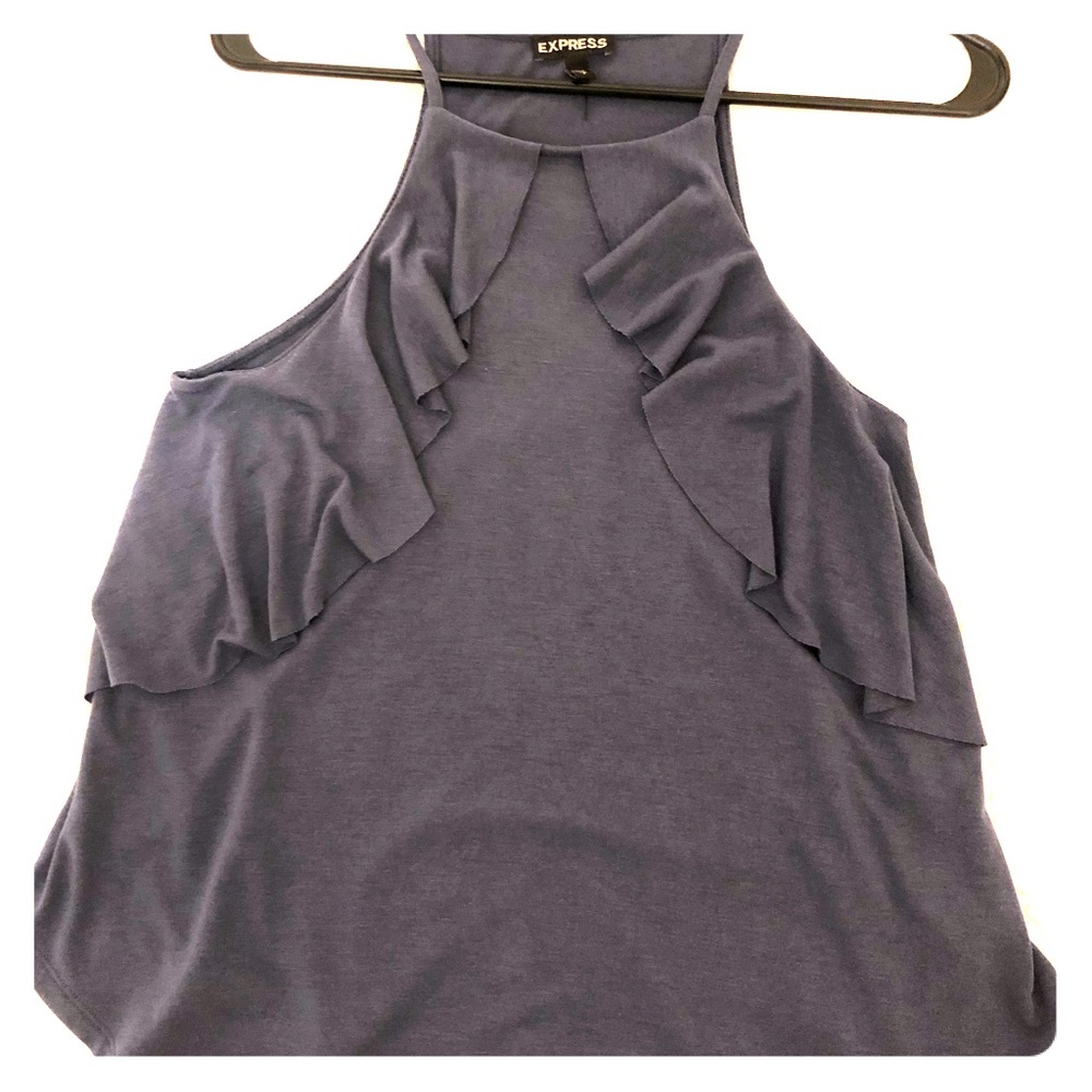 Express Blue Ruffle Tank Top
